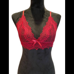 Burgundy Lace Bralette Size Large Sexy Lacey Chic Beautuful EUC